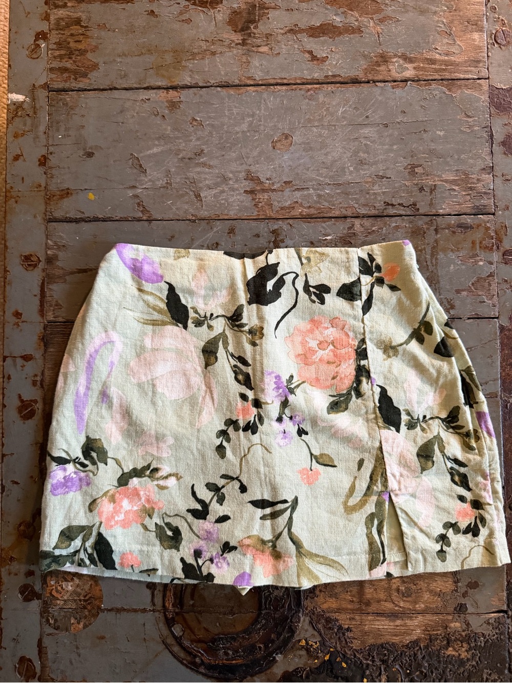 Abercrombie & Fitch Victorian Mint Floral Mini Skirt Lined with Shorts